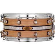 Pearl Music City Custom Solid Ash Snare Drum - 14 x 6.5-inch - Natural with DuoBand Ebony Marine Inlay