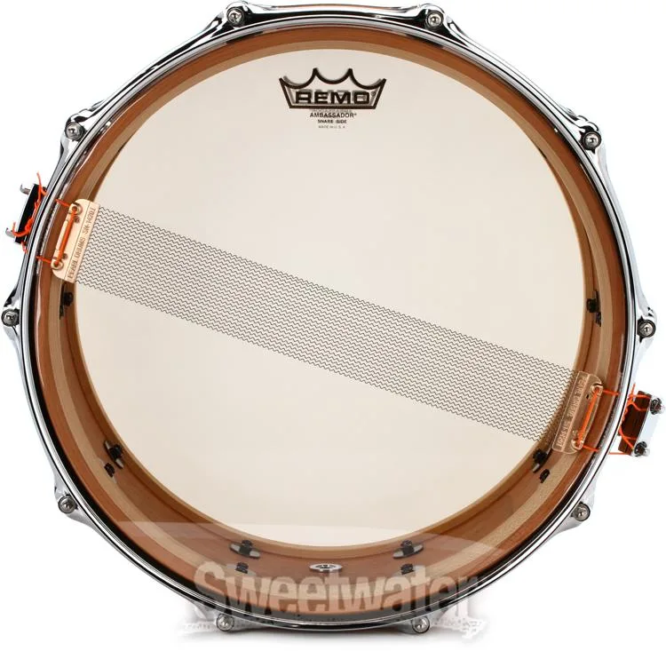  Pearl Music City Custom Solid Cherry Snare Drum - 6.5 x 14-inch - Natural with Boxwood-Rosewood Inlay