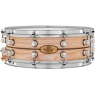 Pearl Music City Custom Solid Ash Snare Drum - 5 x 14-inch - Natural with Kingwood Center Inlay