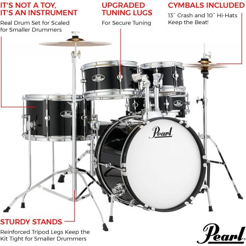  Pearl Roadshow Drum Set, Black, 16/13/10/8/12 (RSJ465CC31)