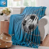 PearlRolan Soft Cozy Throw Blanket,Soccer,Goal Football in Net Entertainment Playing for Winning Active Lifestyle,Blue Pale Grey Black,Couch/Bed,Super Soft and Warm,Durable Throw B