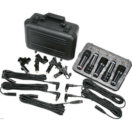  Peavey Drum Microphone Kit w5 Drum Mics Including XLR Cables, Clamps, and Carrying Case