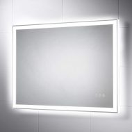 Pebble Grey 24 x 32 Wall Mounted LED Lighted Bathroom Vanity Mirror with 3 Way Touch Sensor Switch, LED Dimmer & Demister