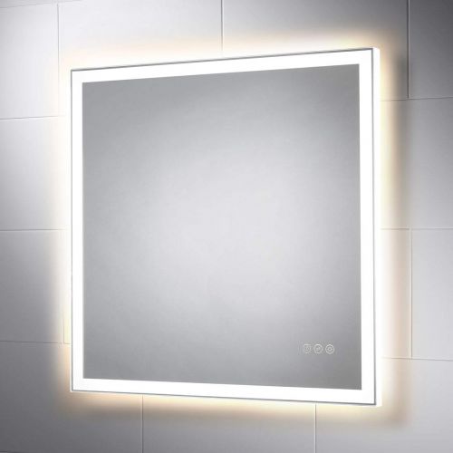  Pebble Grey 24 x 32 Wall Mounted LED Lighted Bathroom Vanity Mirror with 3 Way Touch Sensor Switch, LED Dimmer & Demister