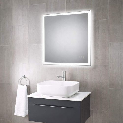  Pebble Grey 24 x 32 Wall Mounted LED Lighted Bathroom Vanity Mirror with 3 Way Touch Sensor Switch, LED Dimmer & Demister