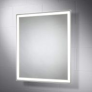 Pebble Grey 28 x 32 Inch Bathroom Mirror with LED Illuminated Lights and Anti Fog Demister Pad Rectangle Frameless LED Bathroom Makeup Mirror