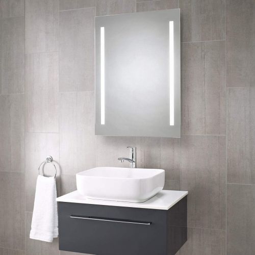  Pebble Grey - LED Bathroom Mirror LED Lighted Wall Mounted Vanity Mirror for Bathroom | Rectangle Frameless LED Bathroom Makeup Mirror (23.6 x 31.5 x 1.7)