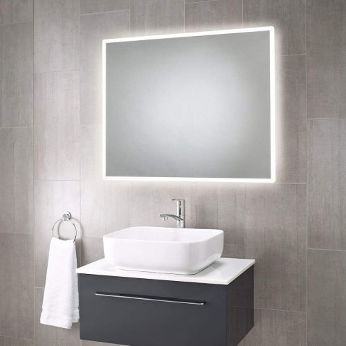  Pebble Grey - LED Bathroom Mirror LED Lighted Wall Mounted Vanity Mirror for Bathroom | Rectangle Frameless LED Bathroom Makeup Mirror (23.6 x 31.5 x 1.7)