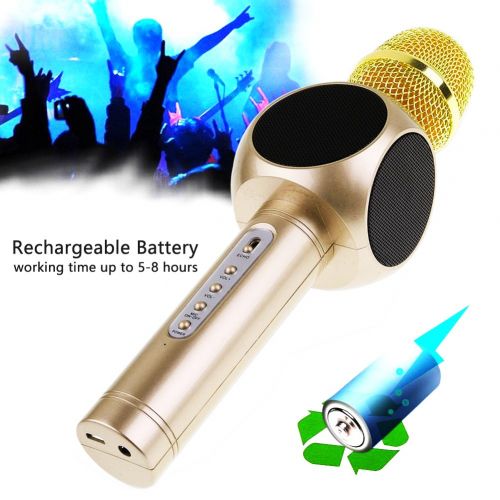  Wireless Karaoke Microphone, Pecosso Bluetooth Microphone, Portable 3-in-1 Handled Multi-function Player Built-in Speaker for PC Smartphone iPhone Android; Home Outdoor Party & Liv