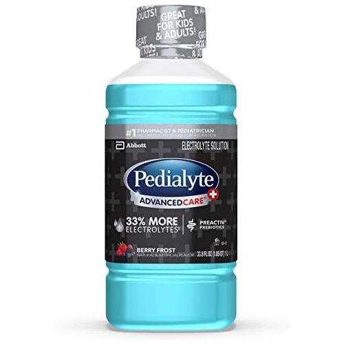  Pedialyte Advancedcare Plus Electrolyte Drink, 1 Liter, 4 Count, with 33% More electrolytes & Has Preactiv Prebiotics, Berry Frost