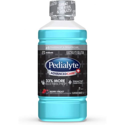  Pedialyte Advancedcare Plus Electrolyte Drink, 1 Liter, 4 Count, with 33% More electrolytes & Has Preactiv Prebiotics, Berry Frost