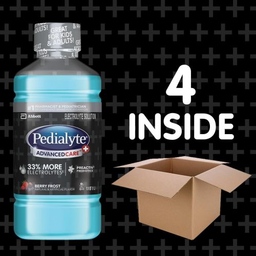  Pedialyte Advancedcare Plus Electrolyte Drink, 1 Liter, 4 Count, with 33% More electrolytes & Has Preactiv Prebiotics, Berry Frost
