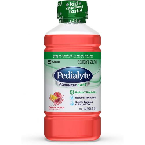  [아마존베스트]Pedialyte Advanced Care Pedialyte AdvancedCare Electrolyte Solution with PreActiv Prebiotics, Hydration Drink, Chery Punch, 1 Liter, 8 Count