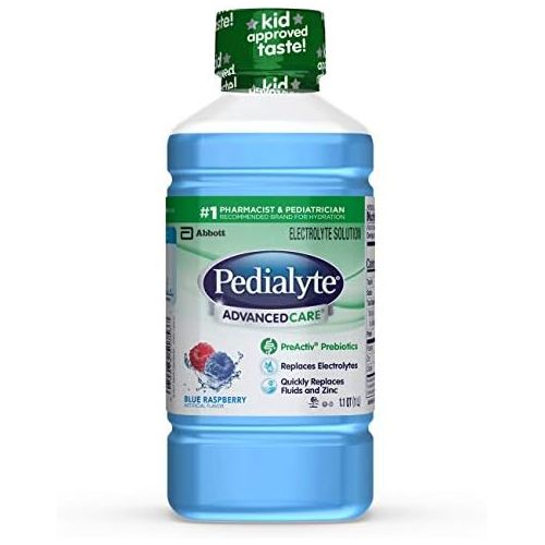  Pedialyte Advanced Care Oral Electrolyte Solution, 1 Liter, 8 Count, Blue Raspberry (63059)