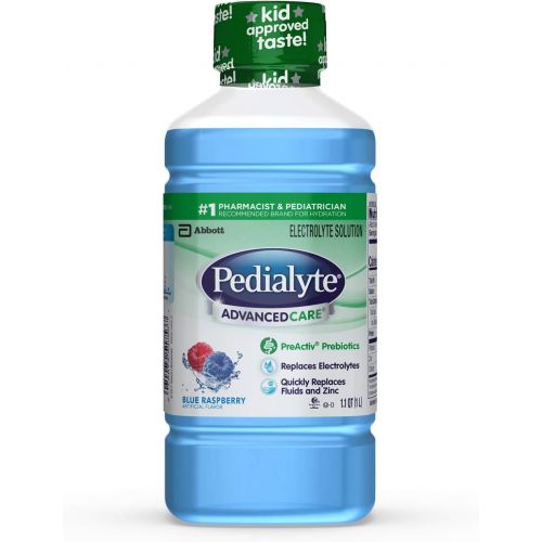  Pedialyte Advanced Care Oral Electrolyte Solution, 1 Liter, 8 Count, Blue Raspberry (63059)