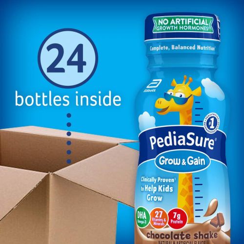  [아마존베스트]Pediasure Base PediaSure Grow & Gain Kids’ Nutritional Shake, with Protein, DHA, and Vitamins & Minerals, Chocolate, 8 fl oz, 24-Count