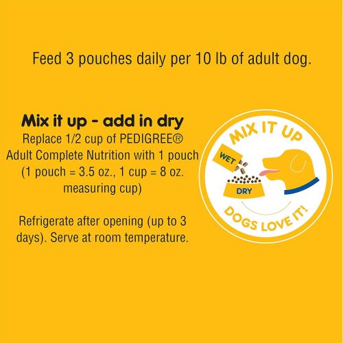  Pedigree Chopped Ground Dinner Adult Wet Dog Food Pouches, 3.5 oz.