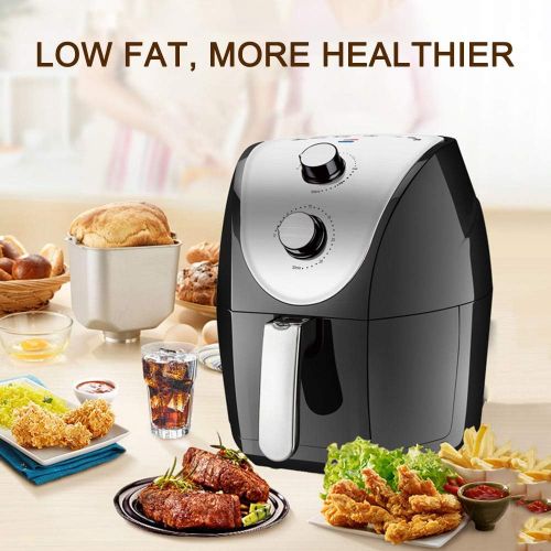  Pedkit Hot Air Fryer 1500 W 4.8 L, Electric Air Fryer without Oil for 4 5 People, Cooking Button Control Air Fryer with Double Pot, Non Stick Coating, Black (220 240 V)