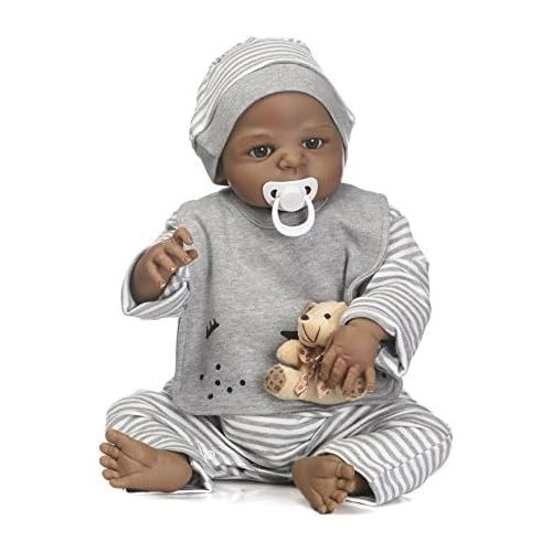  NPK African American Reborn Baby Dolls 22 inch Silicone Baby Dolls African American Full Body Vinyl Realistic...