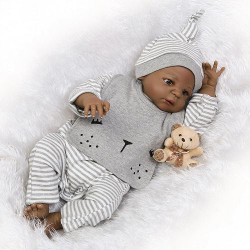  NPK African American Reborn Baby Dolls 22 inch Silicone Baby Dolls African American Full Body Vinyl Realistic...