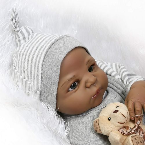  NPK African American Reborn Baby Dolls 22 inch Silicone Baby Dolls African American Full Body Vinyl Realistic...