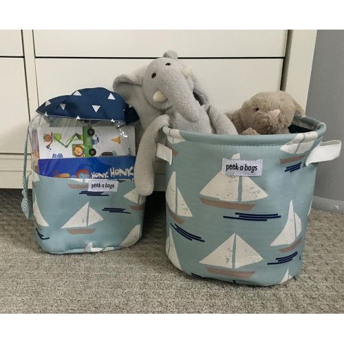  [아마존베스트]Toy Storage Bag for Organization & Storage for Kids with Unique Colorful Drawstring Toy Bag. PEEK-A-BAGS for a Cute Gift Bag, Baby Shower, Baby Toys, Legos, Blocks, Books, Diaper B