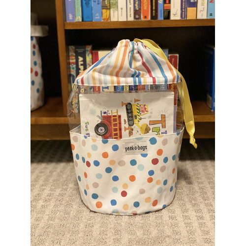  [아마존베스트]Toy Storage Bag for Organization & Storage for Kids with Unique Colorful Drawstring Toy Bag. PEEK-A-BAGS for a Cute Gift Bag, Baby Shower, Baby Toys, Legos, Blocks, Books, Diaper B