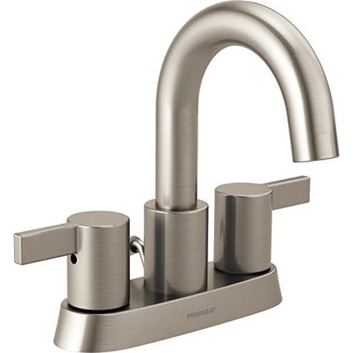  Peerless Precept Centerset Bathroom Faucet Brushed Nickel, Bathroom Sink Faucet, Drain Assembly, Brushed Nickel P299102LF-BN