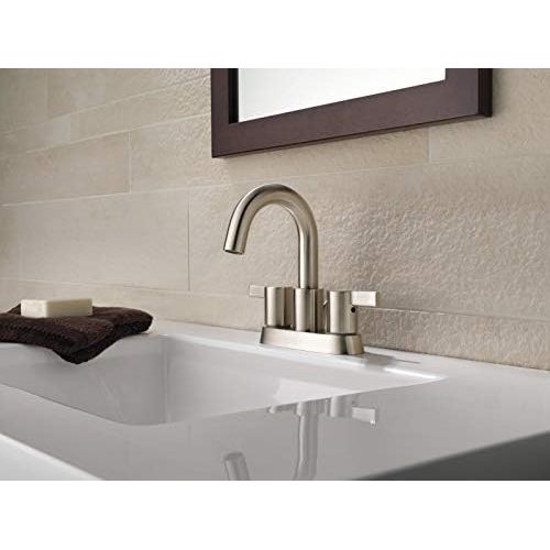  Peerless Precept Centerset Bathroom Faucet Brushed Nickel, Bathroom Sink Faucet, Drain Assembly, Brushed Nickel P299102LF-BN