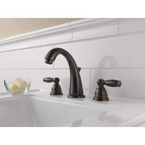  Peerless Claymore Widespread Bathroom Faucet Oil Rubbed Bronze, Bathroom Faucet 3 Hole, Drain Assembly, Oil-Rubbed Bronze P299196LF-OB