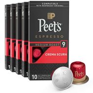 Peets Coffee Espresso Capsules Crema Scura, Intensity 9, 50 Count Single Cup Coffee Pods Compatible with Nespresso Original Brewers