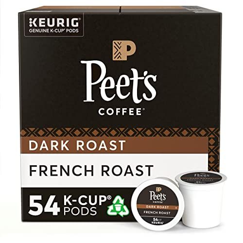  Peets Coffee French Roast, Dark Roast, 54 Count Single Serve K-Cup Coffee Pods for Keurig Coffee Maker