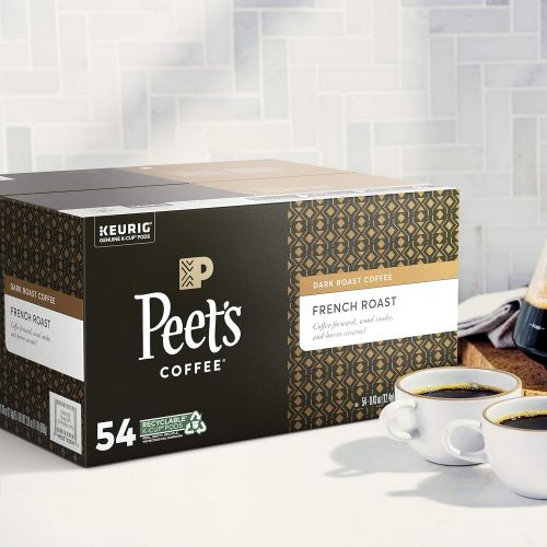  Peets Coffee French Roast, Dark Roast, 54 Count Single Serve K-Cup Coffee Pods for Keurig Coffee Maker