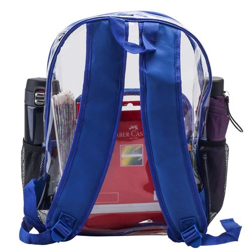  Peicees Clear Backpack Stadium Approved Medium Size, Transparent PVC Book Bag Workbag Heavy Duty Daypack See Through Bookbag School Bookback for Teens Boys Girls Adults Kids