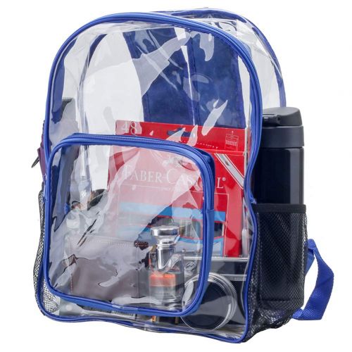  Peicees Clear Backpack Stadium Approved Medium Size, Transparent PVC Book Bag Workbag Heavy Duty Daypack See Through Bookbag School Bookback for Teens Boys Girls Adults Kids