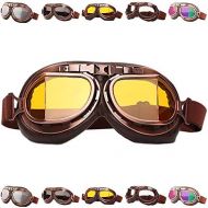 [아마존베스트]Peicees Vintage Helmet Goggles Motrocycle Scooter Cycle Mountain Bike Motorcross Cycling Goggles Retro Aviator Pilot Goggles Off-Road Glasses Eyewear