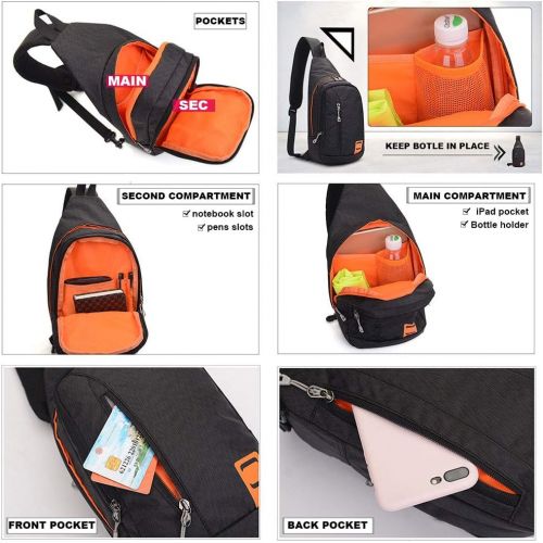  Peicees Small Sling Backpack Waterproof Unisex Shoulder Bag Chest Crossbody Daypack