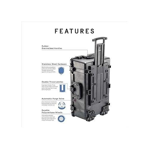  Pelican 1650 Rolling Case No Foam (Black)