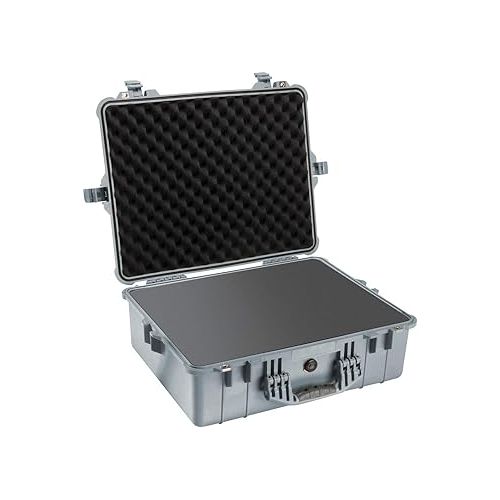  Pelican 1600 Camera Case With Foam (Silver)