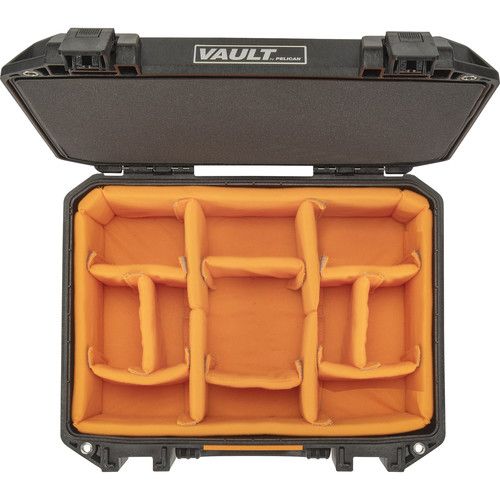  Pelican Vault V300 Case with Lid Foam and Dividers (Black, 18.7L)