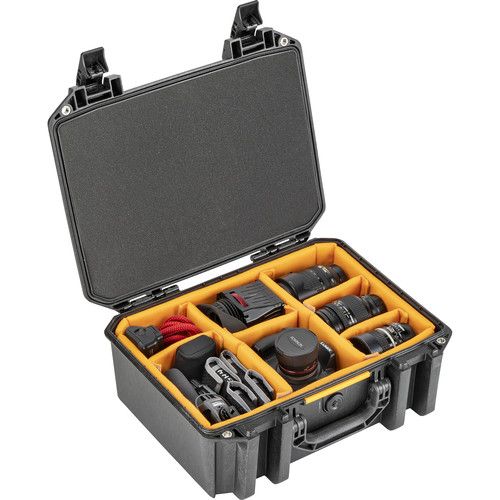  Pelican Vault V300 Case with Lid Foam and Dividers (Black, 18.7L)