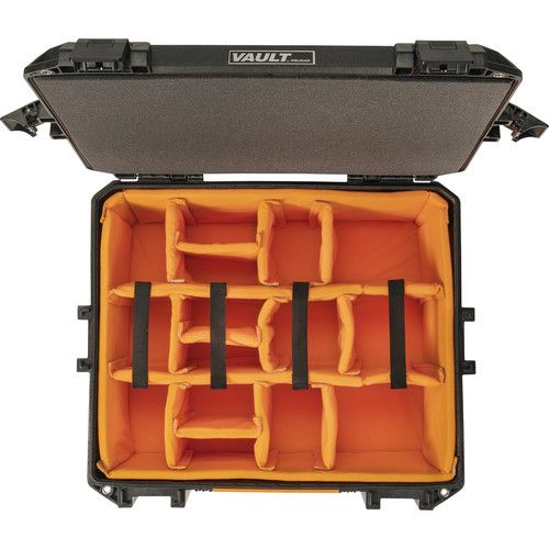  Pelican Vault V600 Case with Lid Foam and Dividers (Black, 55.5L)