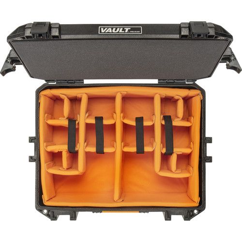  Pelican Vault V550 Case with Lid Foam and Dividers (Black, 37L)