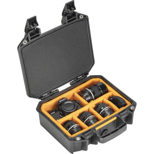  Pelican Vault V100 Case with Lid Foam and Dividers (Black, 6.5L)