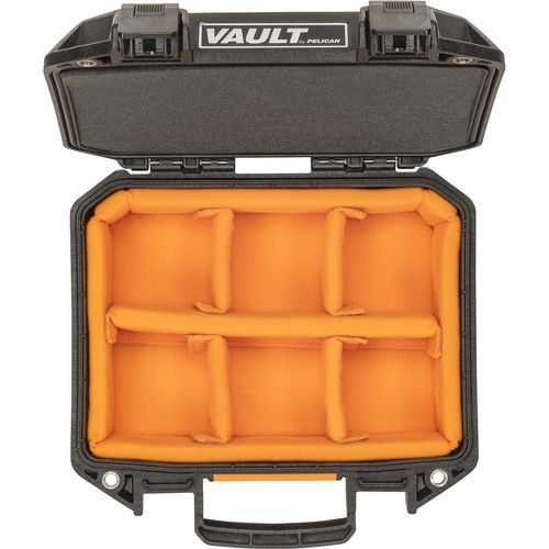  Pelican Vault V100 Case with Lid Foam and Dividers (Black, 6.5L)