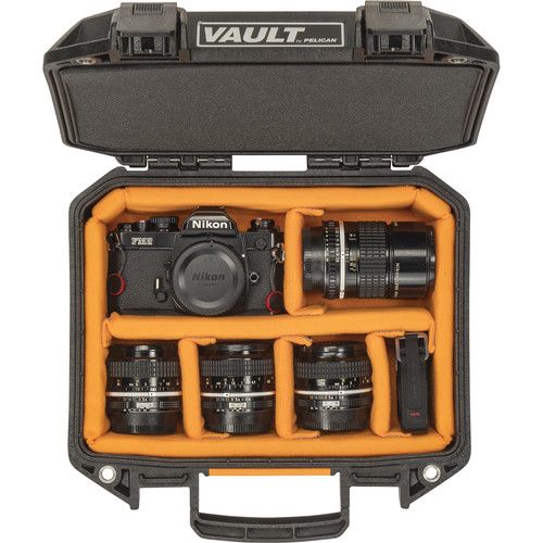  Pelican Vault V100 Case with Lid Foam and Dividers (Black, 6.5L)