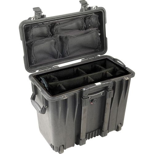  Pelican 1440 Wheeled Top Loader Case with Utility Padded Divider Set and Lid Organizer (Black)