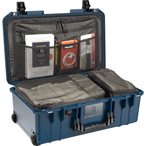  Pelican 1535TRVL Wheeled Carry-On Air Case with Lid Organizer and Packing Cubes (Indigo)