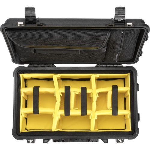  Pelican 1510SC Studio Case with Lid Organizer and Yellow Divider Set (Black)