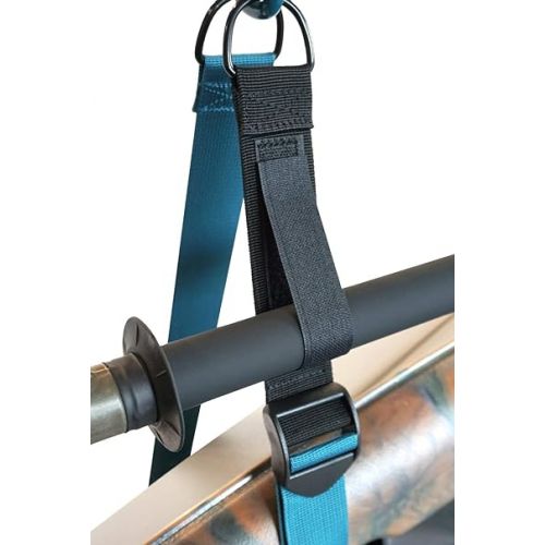  Pelican Double Kayak Storage Strap System - for Indoor and Outdoor Kayak and SUP Paddle Board Hangers - Comes with Paddle Clips - Black/Turquoise